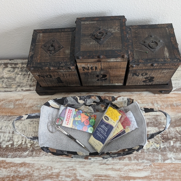 Hand Crafted Sling Basket, Gray, Black, Tan - Picture 3 of 6